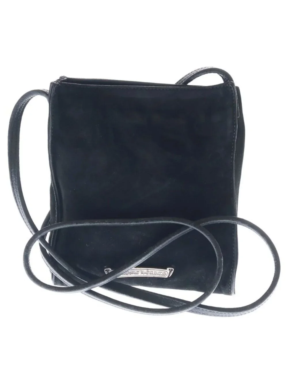 Chrome Hearts SQ Pkt Crs Square Pocket 3 Cross Patch Suede Shoulder Bag